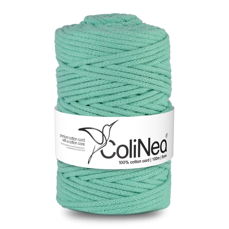 ColiNea, cordoncino in cotone con anima in cotone, intrecciato, 5 mm, 100 m, celeste