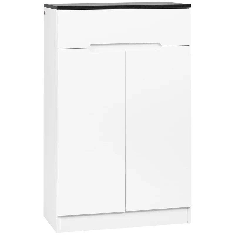 Easycomfort Scarpiera Slim da 12 Paia max per Ingressi con 3 Ripiani Regolabili e Cassetto, in Truciolato Bianco, 60x32x100 cm