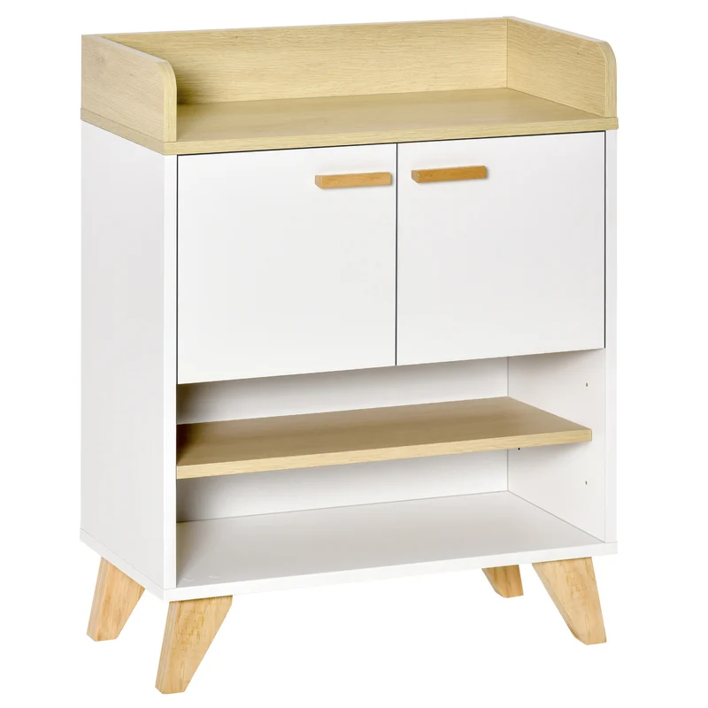 Easycomfort Mobiletto Multiuso con Armadietto e Ripiani Aperti, Mobile da Soggiorno, Cucina, Ufficio in Legno Bianco, 60x30x78cm