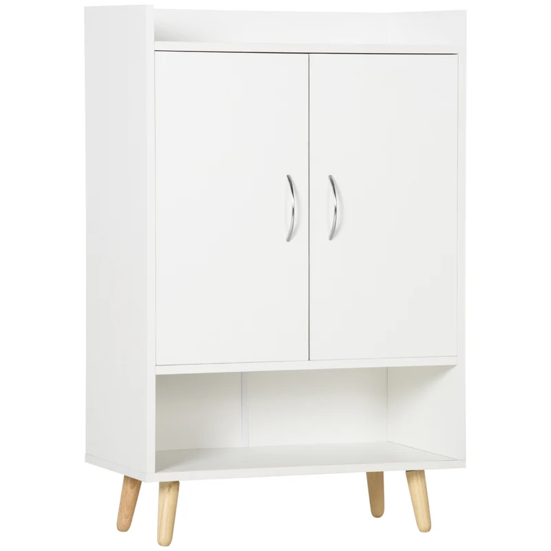Easycomfort Mobile Scarpiera Salvaspazio in Legno Bianco con Ripiano Aperto, Armadio Scarpiera di Design per Ingresso, 60x30x92cm