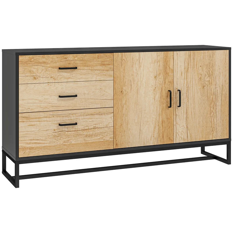 EasyComfort Credenza Moderna con 3 Cassetti e un Armadietto Cucina 2 Ante Soft-Close con Ripiano Regolabile