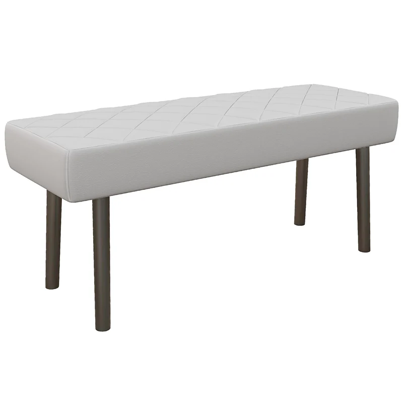EasyComfort Panca Fondoletto Imbottita in Finta Pelle Trapuntata a Diamante e Gambe in Acciaio, 100x35x45cm, Grigio