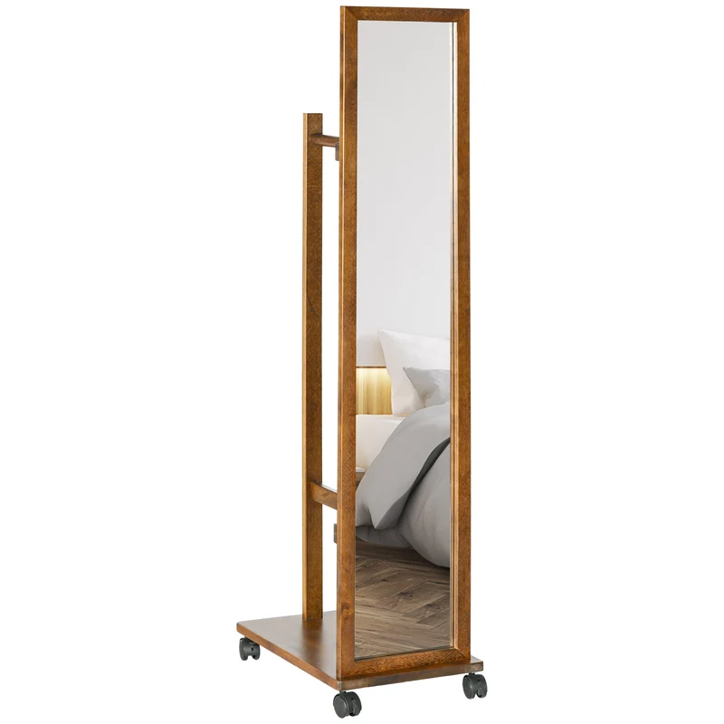 EasyComfort Specchio da Camera e Ingresso con Ripiano Inferiore e Binario, in Legno e Vetro, 35.5x49.5x167.8 cm