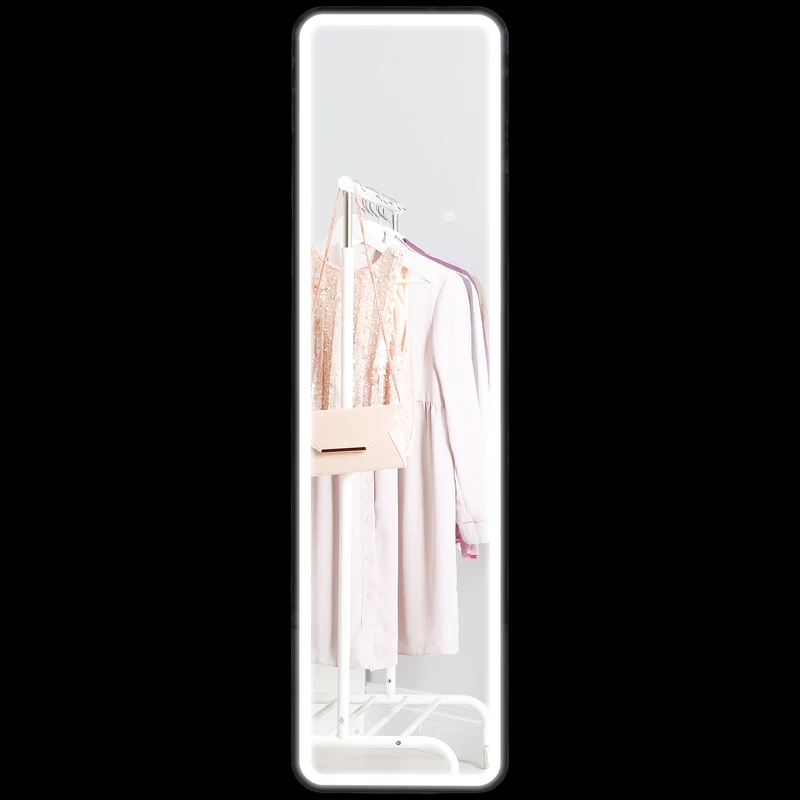 EasyComfort Specchio da Parete Touch con Illuminazione LED Regolabile, in Vetro Temperato e Metallo, 40x3x120 cm, Nero