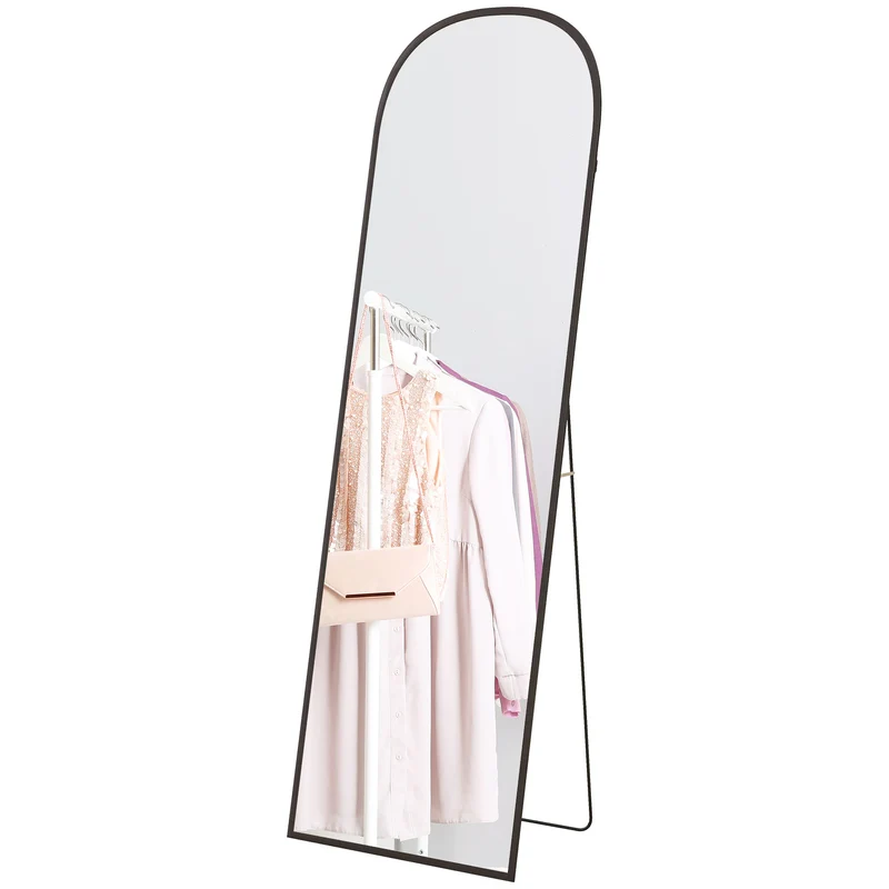 EasyComfort Specchio da Terra e Parete Moderno in Lega di Alluminio con Supporto Pieghevole, 50x161.5cm, Nero