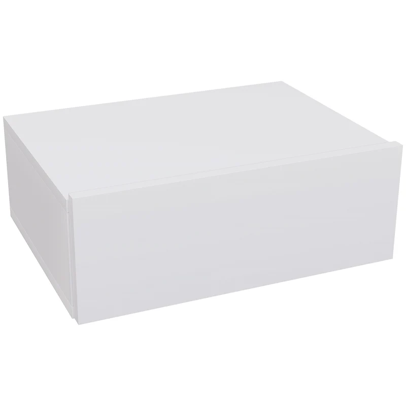 EasyComfort Comodino Sospeso Moderno con Cassetto, in Legno, 40x30x15 cm, Bianco