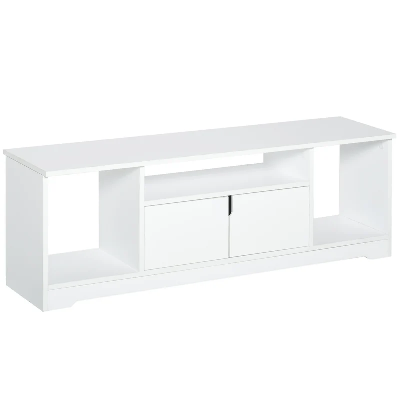 Easycomfort Mobile Porta TV Fino a 42" con Armadietto e Ripiani Aperti in Legno, 120x30x41cm