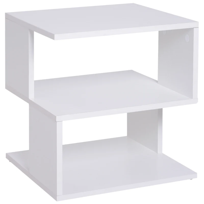 Easycomfort Tavolino da Caffè 2 Ripiani Aperti Design Moderno Salotto Soggiorno Legno 40x40x43cm Bianco