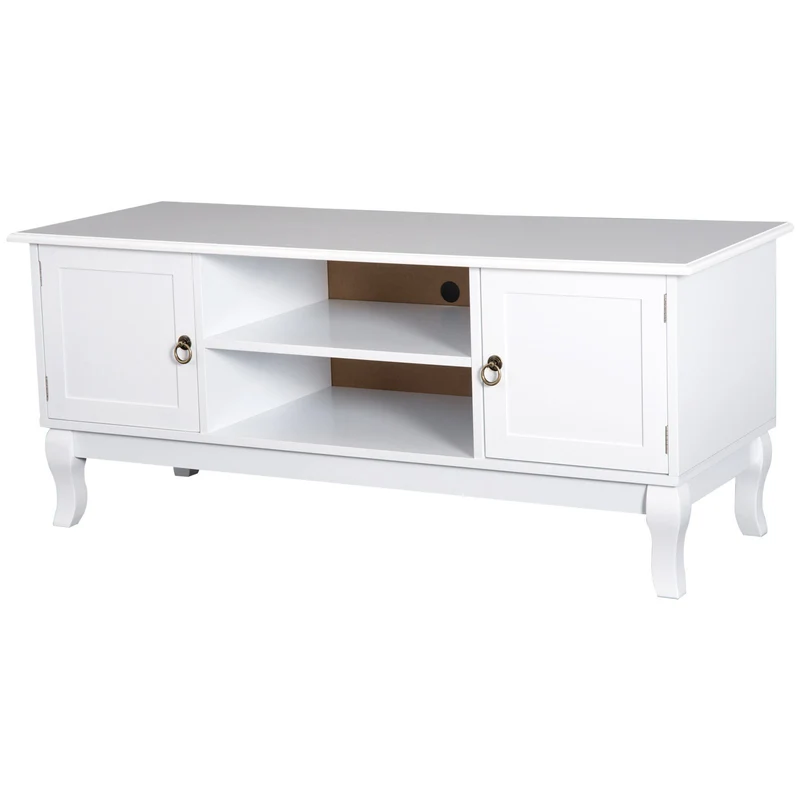Easycomfort Mobile Porta Tv Bianco Opaco Classico con Ante in Legno per TV 50'' 120×45×50.5cm