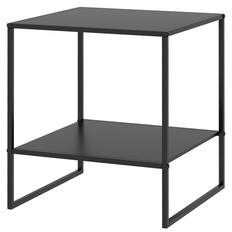 EasyComfort Tavolino da Caffè in Stile Industriale in Acciaio a 2 Ripiani, 40x40x45cm, Nero