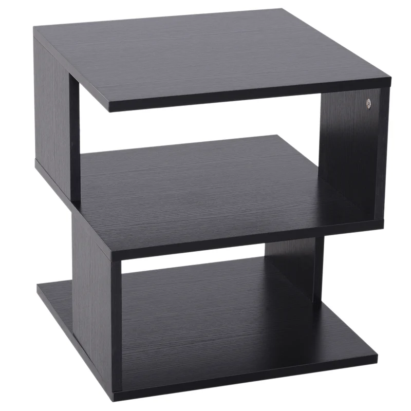 Easycomfort Tavolino da Salotto Basso a 3 Ripiani, Tavolino da Caffè in Legno, Arredamento Moderno Salvaspazio, Nero, 40x40x43cm