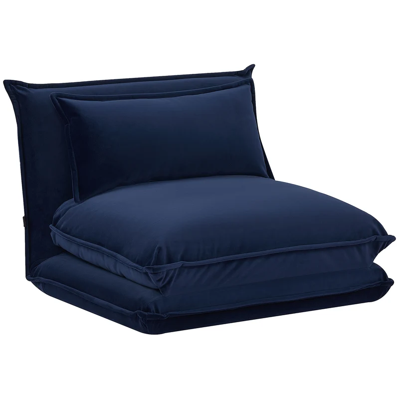 Easycomfort Sedia da Pavimento con Schienale Regolabile in 5 Posizioni e Seduta Imbottita, in Acciaio e Poliestere, Blu scuro