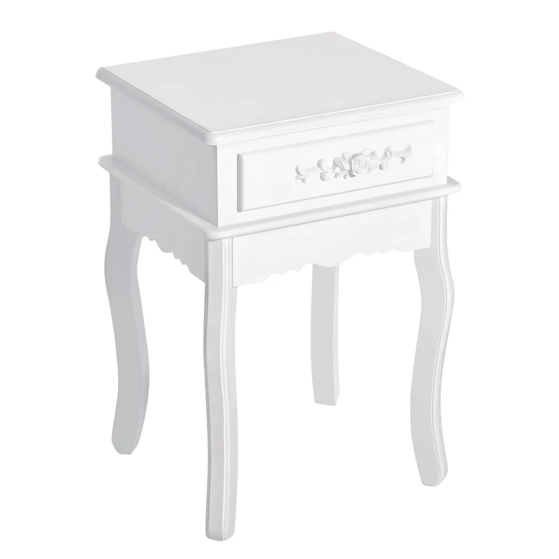 Easycomfort Comodino Moderno con Cassetto Mobiletto Multiuso in Legno Bianco, 40 x 35 x 60cm