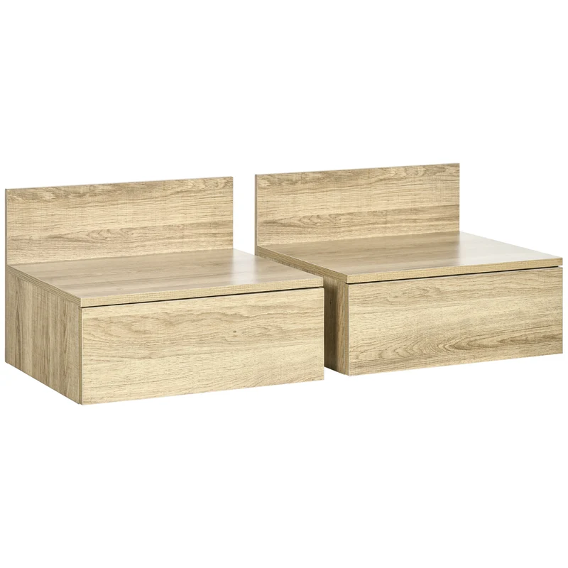 Easycomfort Set 2 Comodini Sospesi in Truciolato con Montaggio a Parete per Camera da Letto e Soggiorno, 43x36.5x30.5 cm