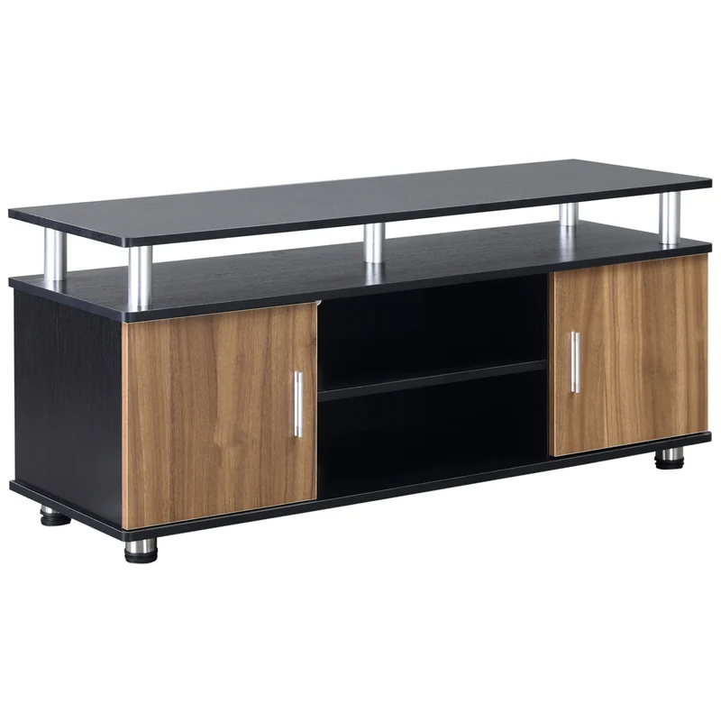 Easycomfort Mobile Porta TV Fino a 55" con Armadietti e Ripiani in Legno e Alluminio, 120x40x52.2cm