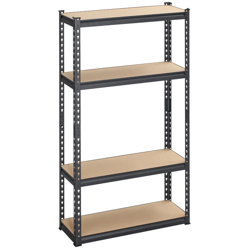 Easycomfort Scaffalatura Industriale a 4 Livelli in MDF e Acciaio con Ripiani Aperti e Regolabili, 81.3x30x152.4 cm