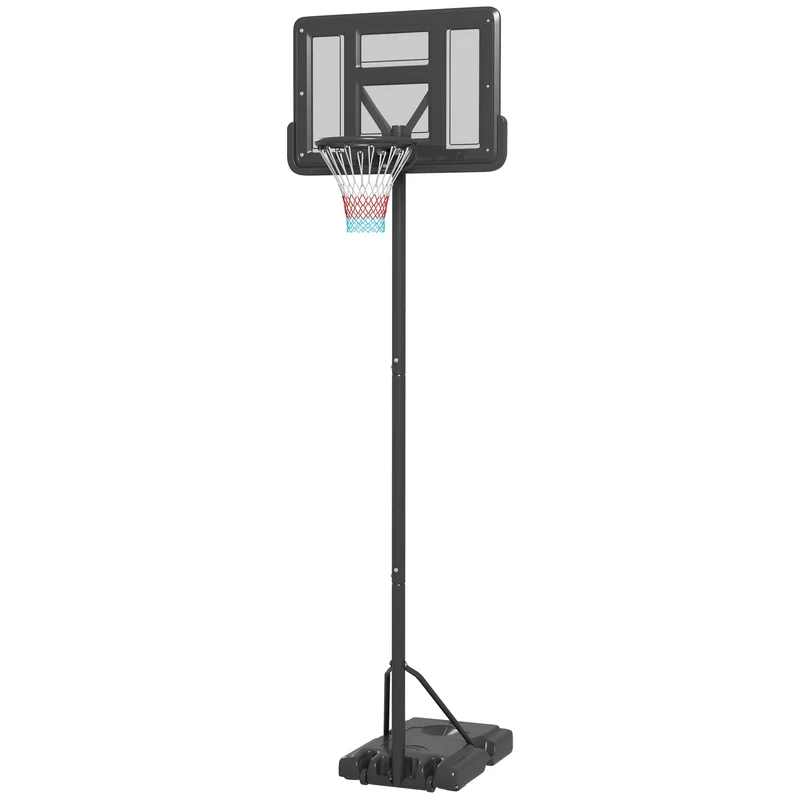 EasyComfort Canestro Basket ad Altezza Regolabile per Giardino e Piscina con Base Riempibile, 110x75x195-370 cm, Nero