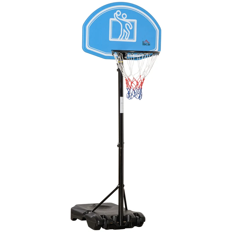 EasyComfort Canestro Basket con Altezza Regolabile 197.5-245cm, Base con Ruote e Tabellone, Blu