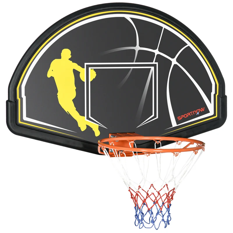 Easycomfort Canestro Basket per Bambini e Adulti da Indoor e Outdoor in Acciaio e PE, 110x90x70 cm, Nero e Giallo