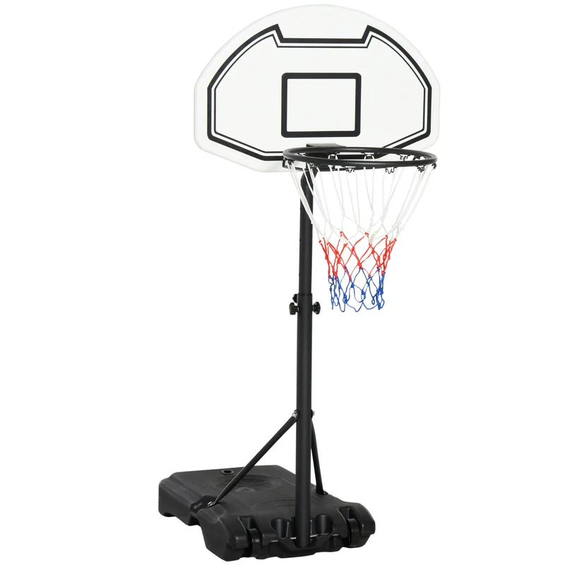 Easycomfort Canestro Basket per Bambini ad Altezza Regolabile 132.5 - 161.5 cm con Base Riempibile e Ruote, Multicolore
