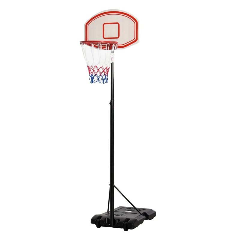 Easycomfort Canestro Basket Altezza Regolabile 5 Livelli 175-215cm, Struttura Metallo e Base Riempibile con Ruote, Tabellone PE