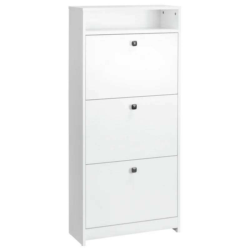 EasyComfort Scarpiera 3 Scompartimenti (18 Paia di Scarpe) e 1 Ripiano Portaoggetti Bianco