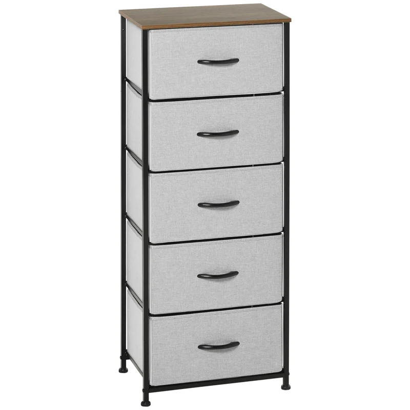Easycomfort Cassettiera 8 Cassetti in Tessuto Rimovibili, in Legno e Acciaio Stile Industriale, 45x30x116cm