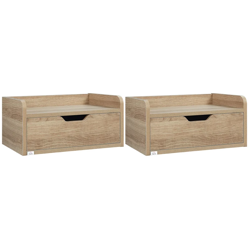 Easycomfort Set 2 Comodini Sospesi in Truciolato per Camera da Letto e Soggiorno, 40x30x19.5 cm