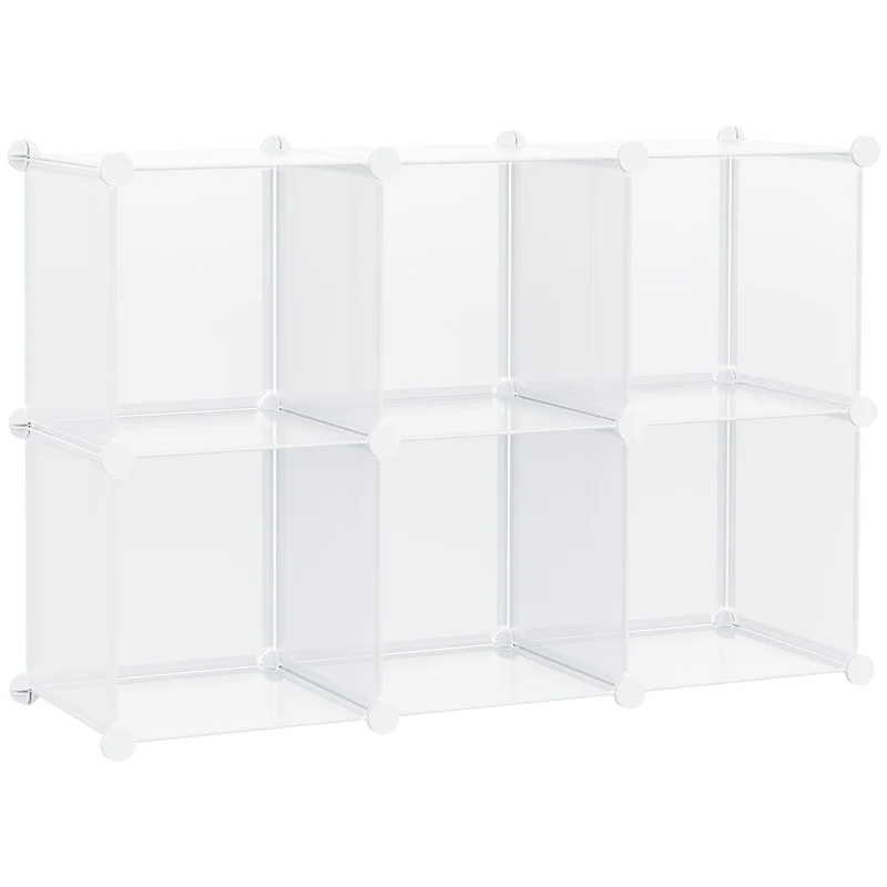 Easycomfort Mobile Scarpiera Modulare Salvaspazio, 6 Cubi in Plastica PP, 65x32x162 cm, Trasparente
