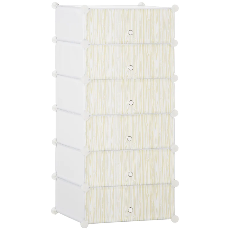 Easycomfort Mobile Scarpiera Modulare Salvaspazio, 6 Cubi 45x35x17 cm in Acciaio e PP, Bianco