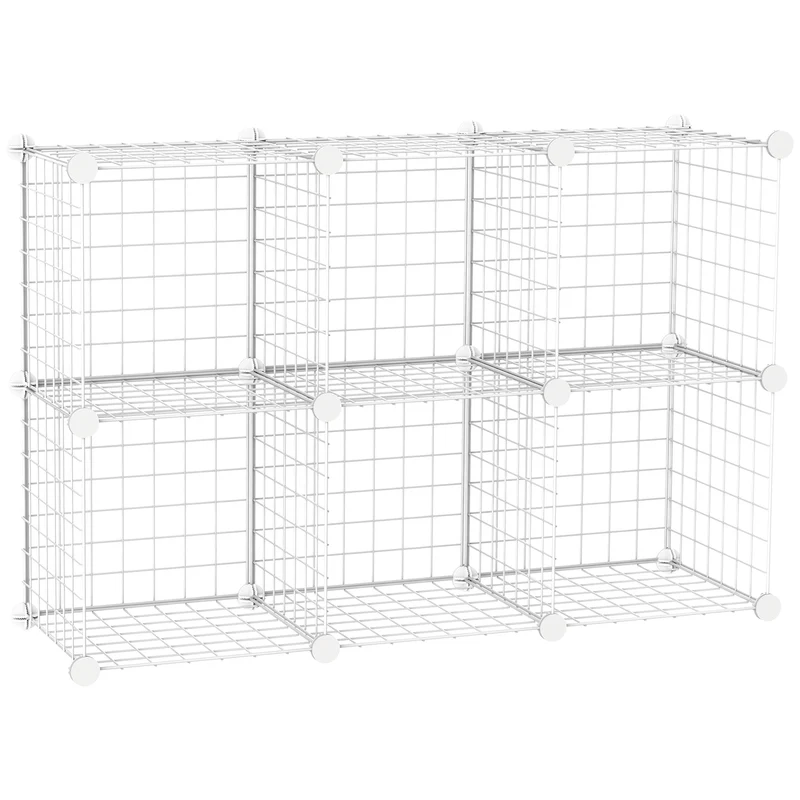 Easycomfort Mobile Scarpiera Modulare Salvaspazio, 6 Cubi 30x30x30 cm in Acciaio e PP, 94x32x94 cm, Bianco