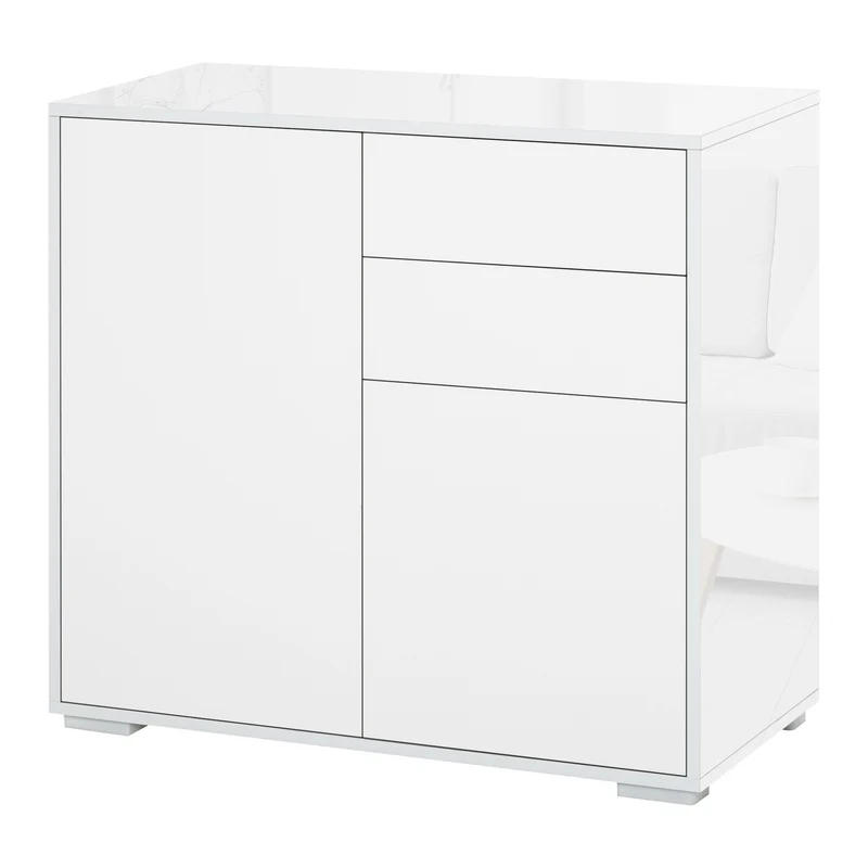 Easycomfort Mobiletto Armadietto Multiuso 2 Cassetti e 2 Armadietti, Apertura a Pressione, Mobile per Soggiorno, Cucina, Ufficio
