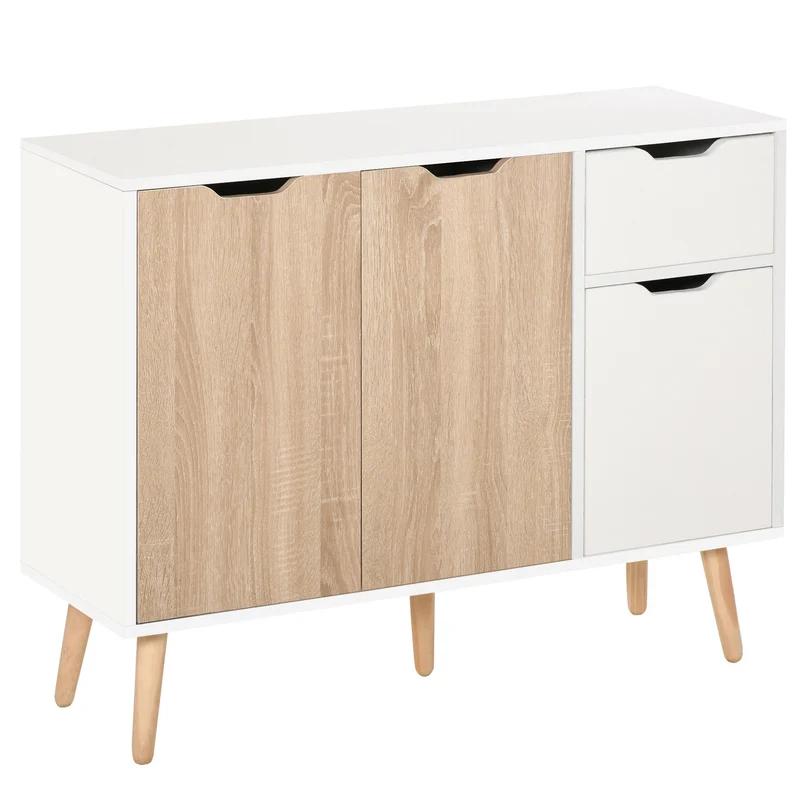 Easycomfort Mobile Multiuso in Legno con Cassetto e Armadietti in Stile Nordico, 90x30x72cm
