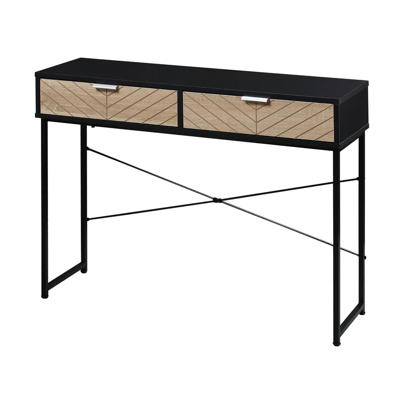 Easycomfort Consolle Moderna per Ingresso e Soggiorno con 2 Cassetti in Metallo 100x30x75cm - Nero