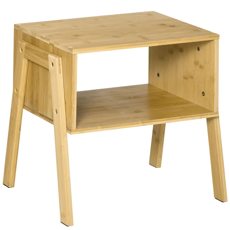 EasyComfort Comodino Multiuso Tavolino da Divano in Bambù, Design Aperto, 43x32.5x42cm