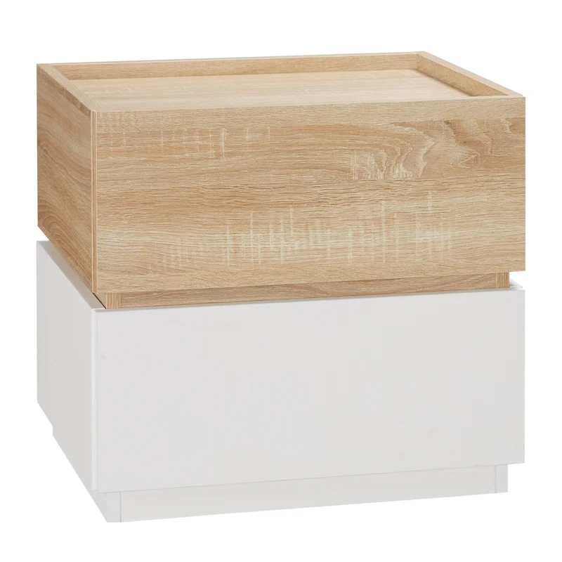 Easycomfort Comodino con 2 Cassetti in Legno, Design Moderno e Impilabile, 50x40x47.5cm