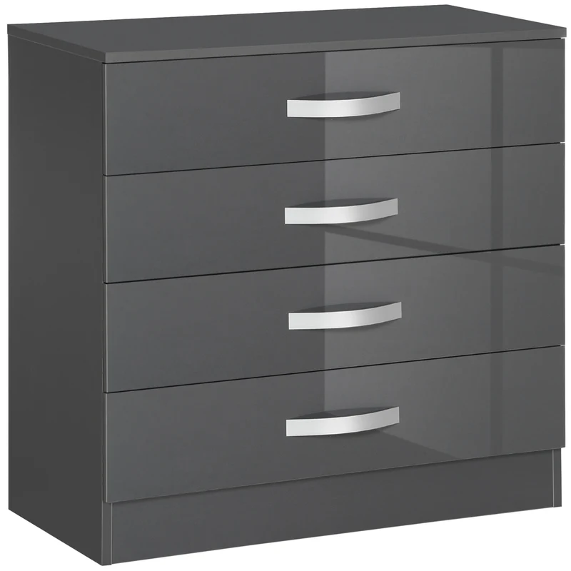 Easycomfort Cassettiera da 4 Cassetti con Maniglie di Metallo, in Truciolato, 75x36x72 cm, Grigio