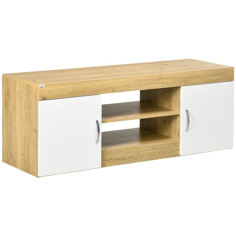 Easycomfort Mobile TV in Truciolato con 2 Armadietti con Ante e 2 Ripiani Aperti, 130x39.6x48 cm