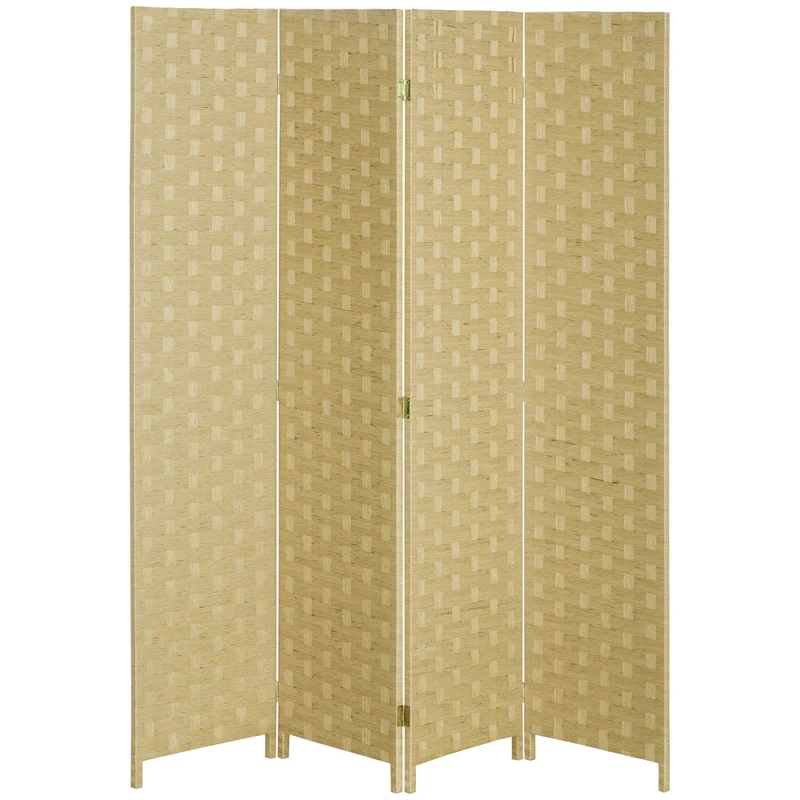 Easycomfort Paravento Separé da Interno a 4 Ante in Legno, Pieghevole e Salvaspazio Altezza 170cm, Marrone