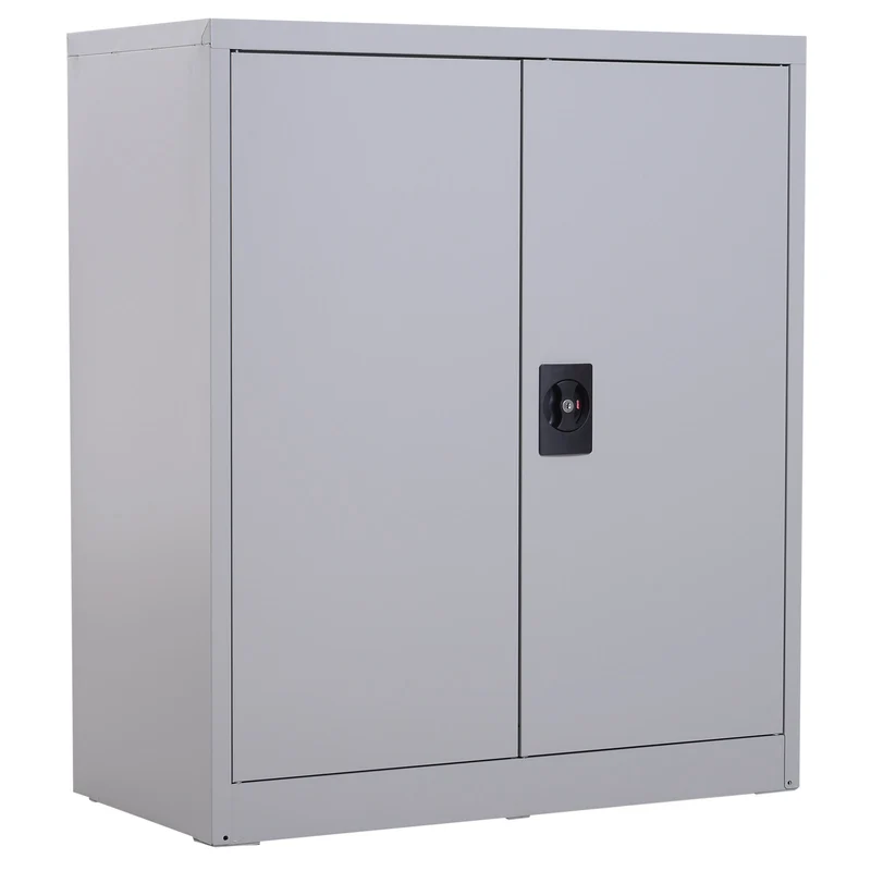 Easycomfort Armadietto Mobile Ripiano Regolabile Chiusura di Sicurezza per Casa Ufficio Garage Acciaio 80x40x92.5cm Grigio