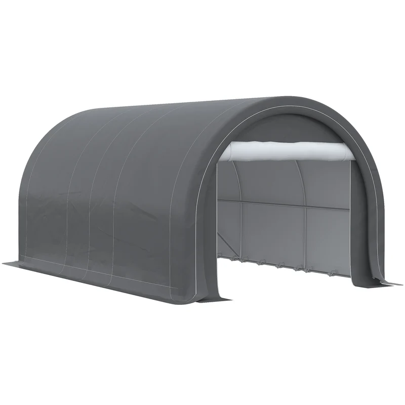 Easycomfort Tendone da Giardino per Auto e Attrezzi con Ingresso a Cerniera, Picchetti e Funi, 500x300x240 cm