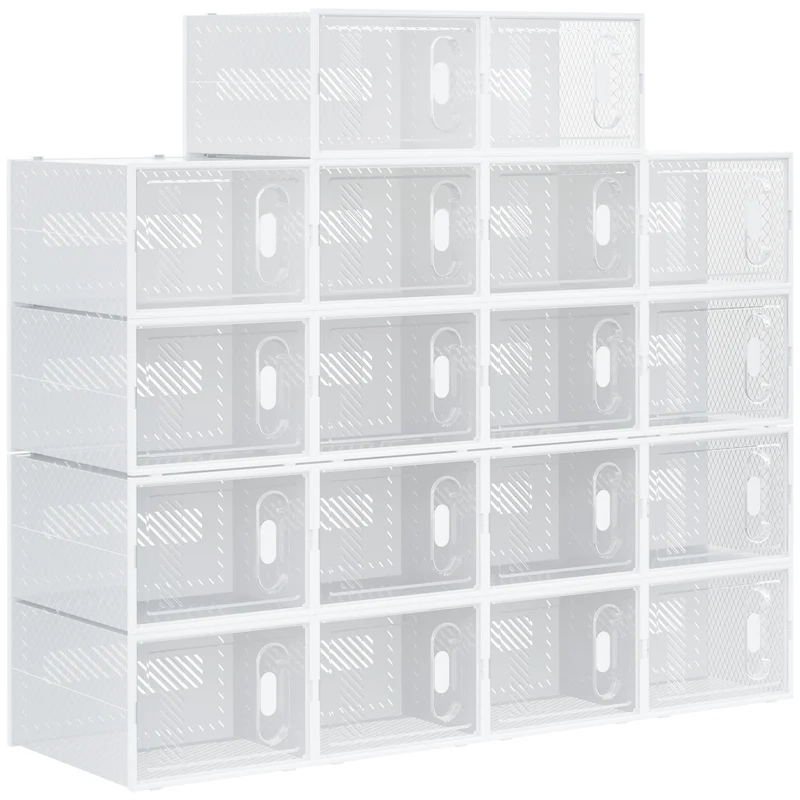 Easycomfort Mobile Scarpiera Modulare Salvaspazio, 18 Cubi 28x36x21 cm in Plastica PP, Bianco