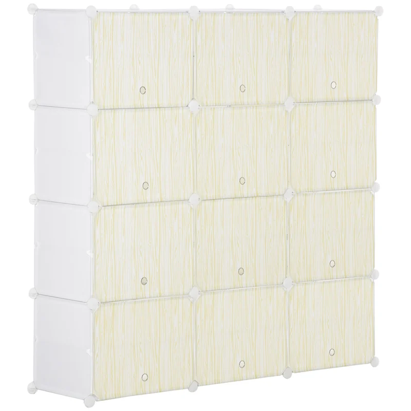 Easycomfort Mobile Scarpiera Modulare Salvaspazio, 12 Cubi in Plastica PP e Acciaio, 125x32x125 cm