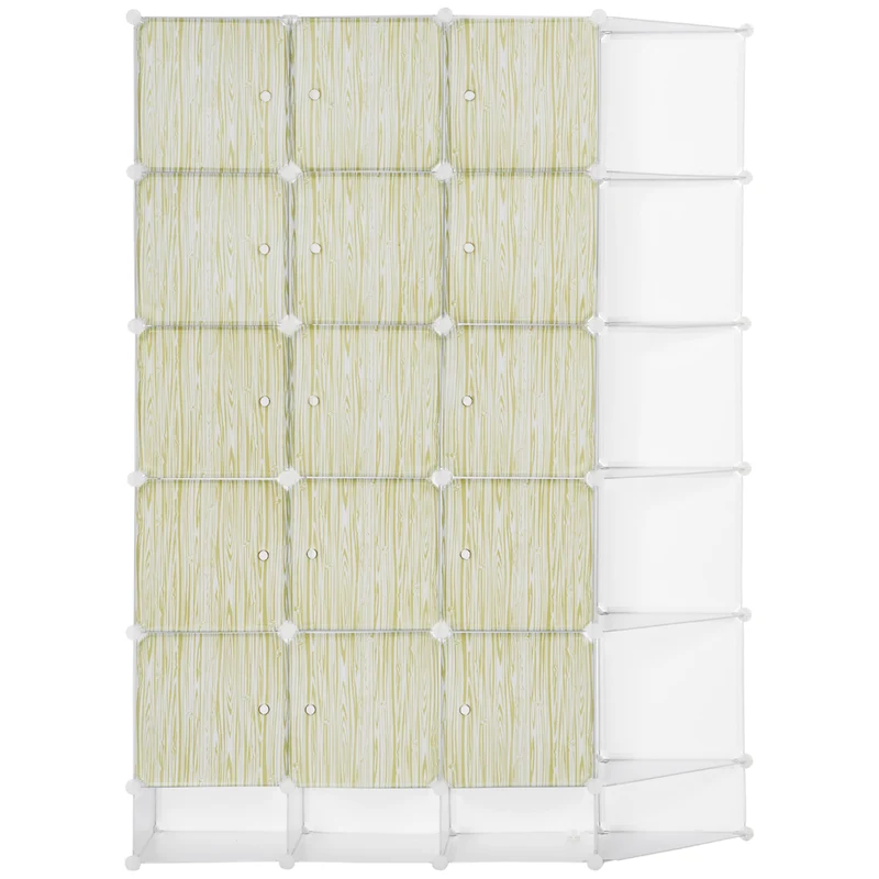 Easycomfort Mobile Scarpiera Modulare Salvaspazio, Pannelli a Cubo e Triangolo in PP e Acciaio, 145x47x196 cm, Bianco