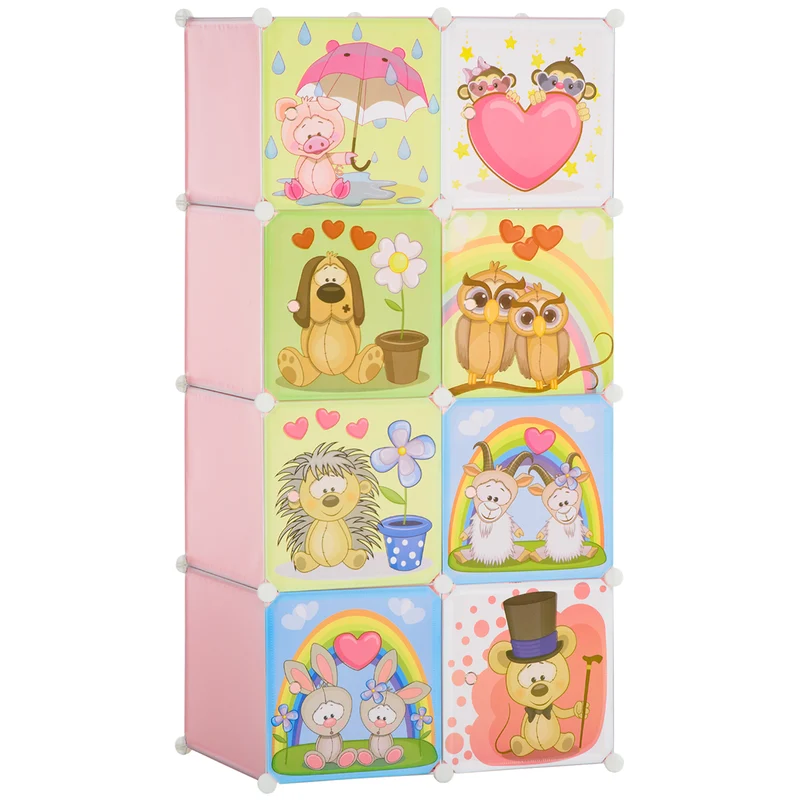 Easycomfort Mobile Scarpiera Modulare Salvaspazio, 6 Cubi 35x45x35 cm in Acciaio e PP, 74x47x144 cm, Rosa