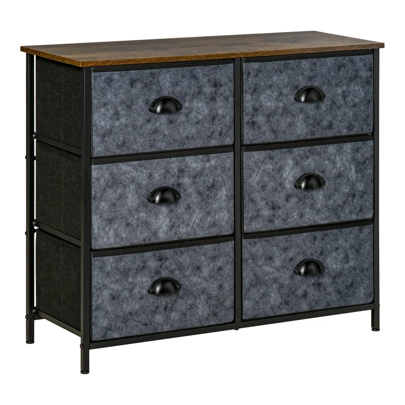 Easycomfort Cassettiera con 6 Cassetti in Tessuto, Mobile Multiuso in Acciaio, 80x30x70cm, Multicolore