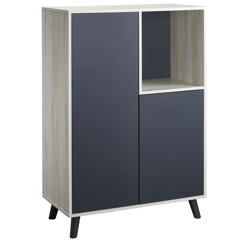 Easycomfort Mobile Multiuso Moderno in Legno con 2 Ante e Vano Aperto, 80x40x120cm, Grigio Scuro