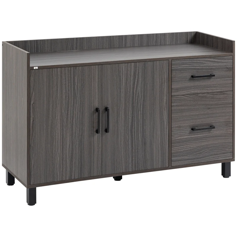 Easycomfort Mobile Multiuso in Legno con Armadietto 2 Ante e Cassetti, 120x40x80cm, Grigio