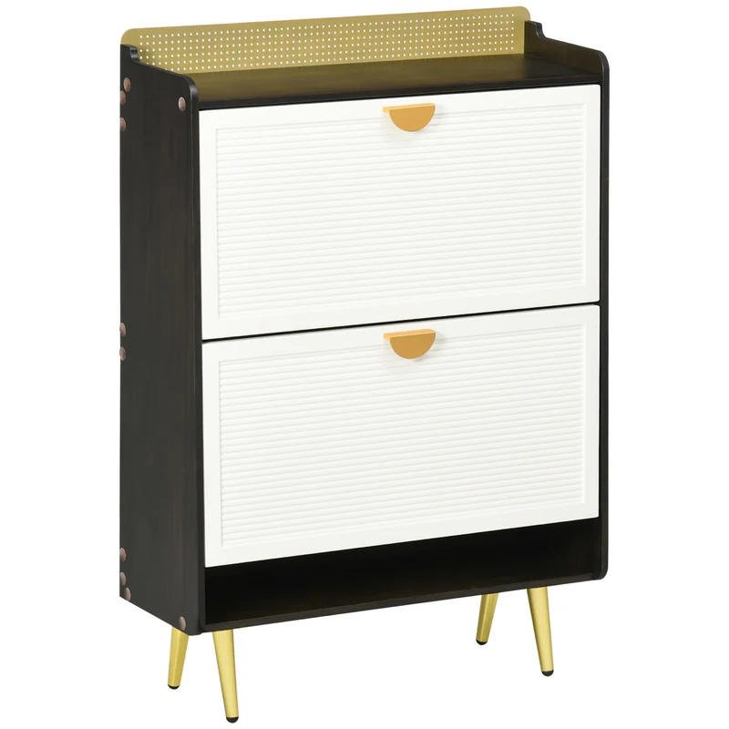 Easycomfort Scarpiera Salvaspazio con 2 Cassetti e Mensola per 12 Paia di Scarpe, 70x25.4x101cm