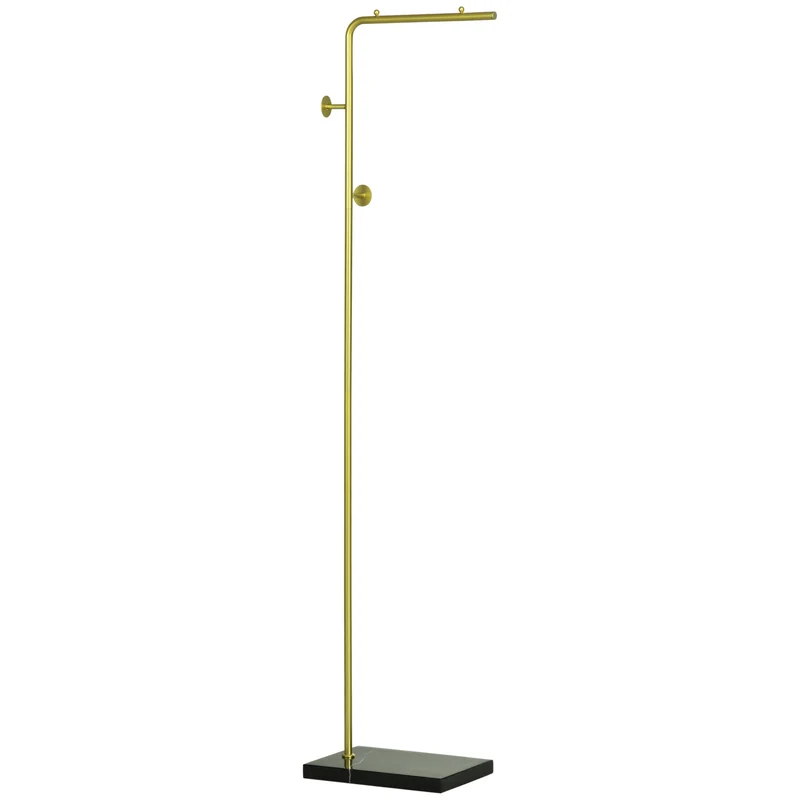 Easycomfort Appendiabiti con 2 Ganci per Ingresso, Camera da Letto e Soggiorno in Metallo e Marmo, 35x25x170 cm, Oro e Nero